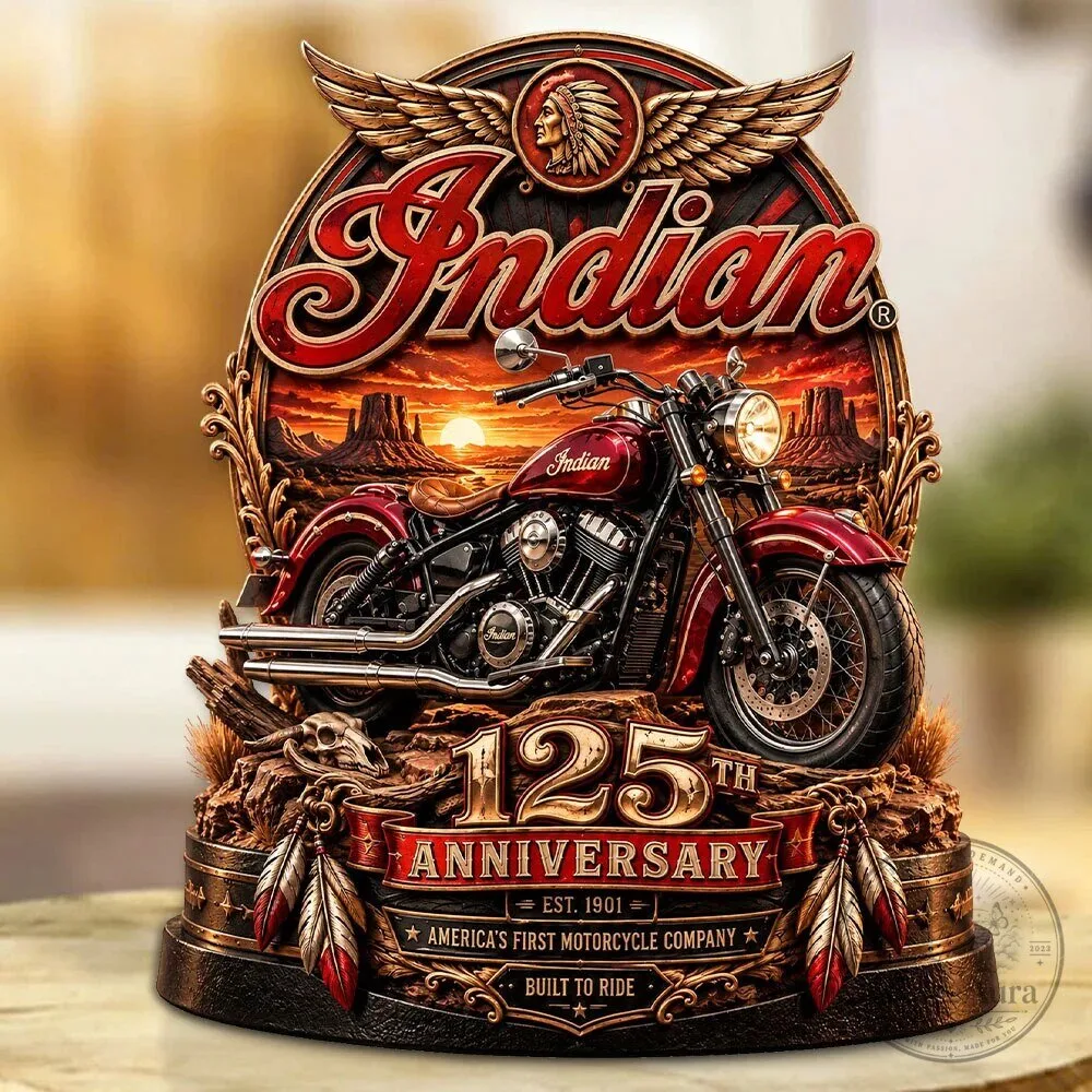 Indian Motorcycle 125th Anniversary Custom Shape Acrylic Plaque Decoration