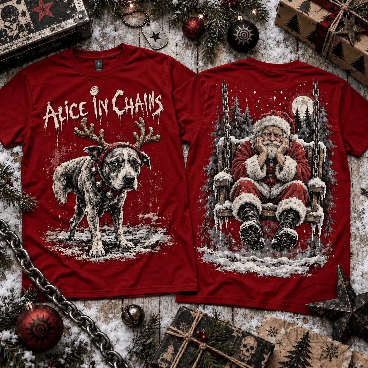 Alice In Chains Christmas Lonely Santa Dog Holiday T-Shirt