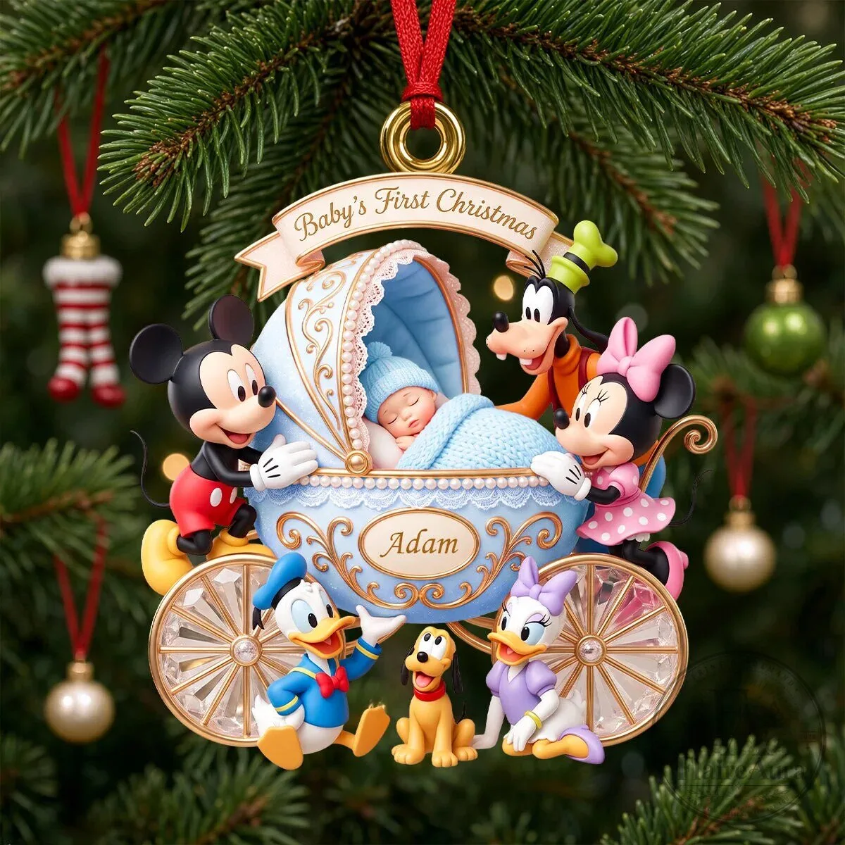 Disney Mickey Mouse and Friends Baby's First Christmas Personalized Ornament