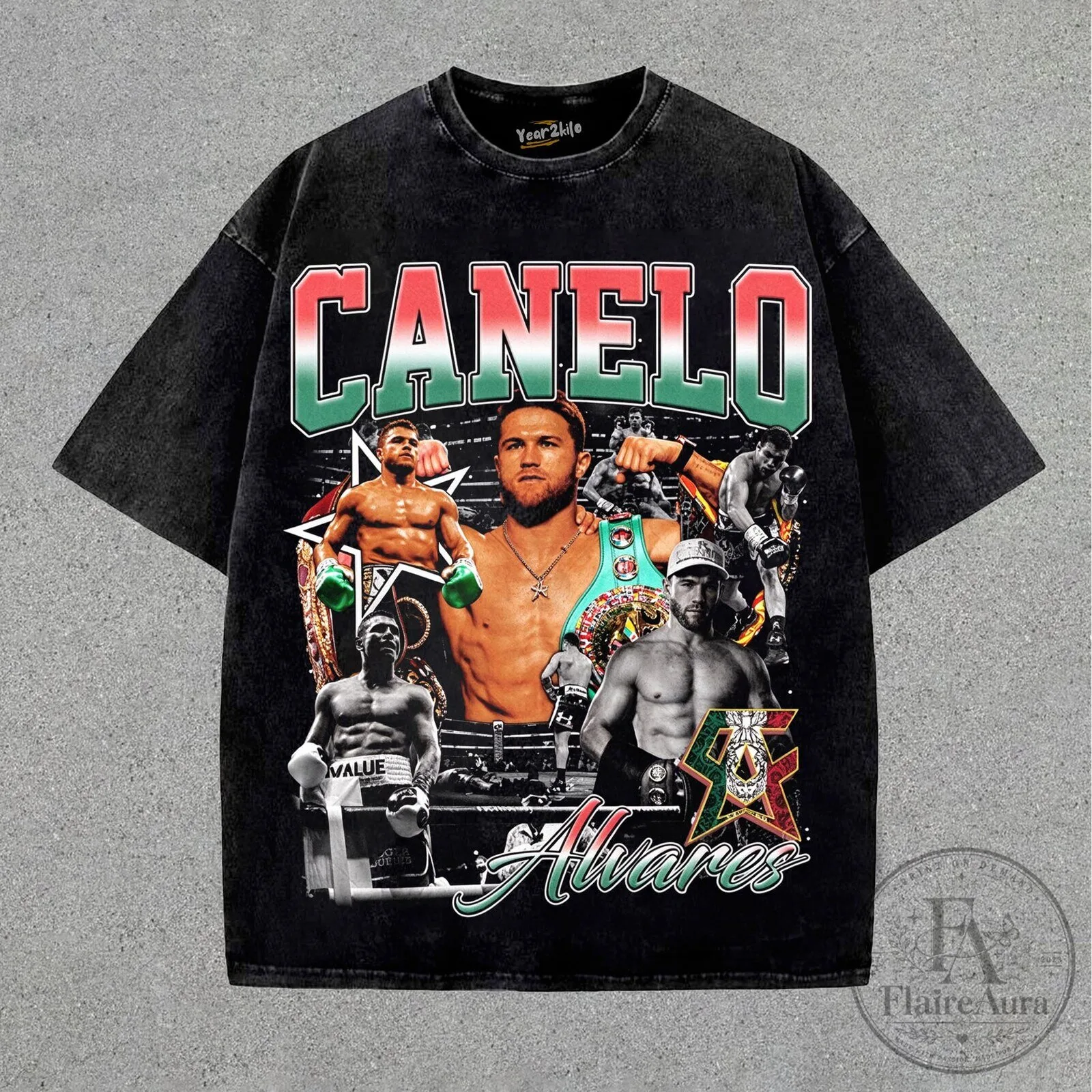 Canelo Alvarez The Face of Boxing Vintage Graphic Washed T-Shirt