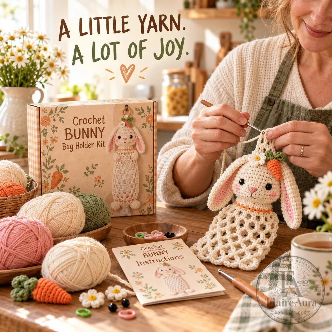 Crochet Goat Bag Holder DIY Craft Kit with Yarn, Hook, Accessories, Pattern 30 Crochet Goat Bag Holder DIY Craft Kit with Yarn, Hook, Accessories, Pattern