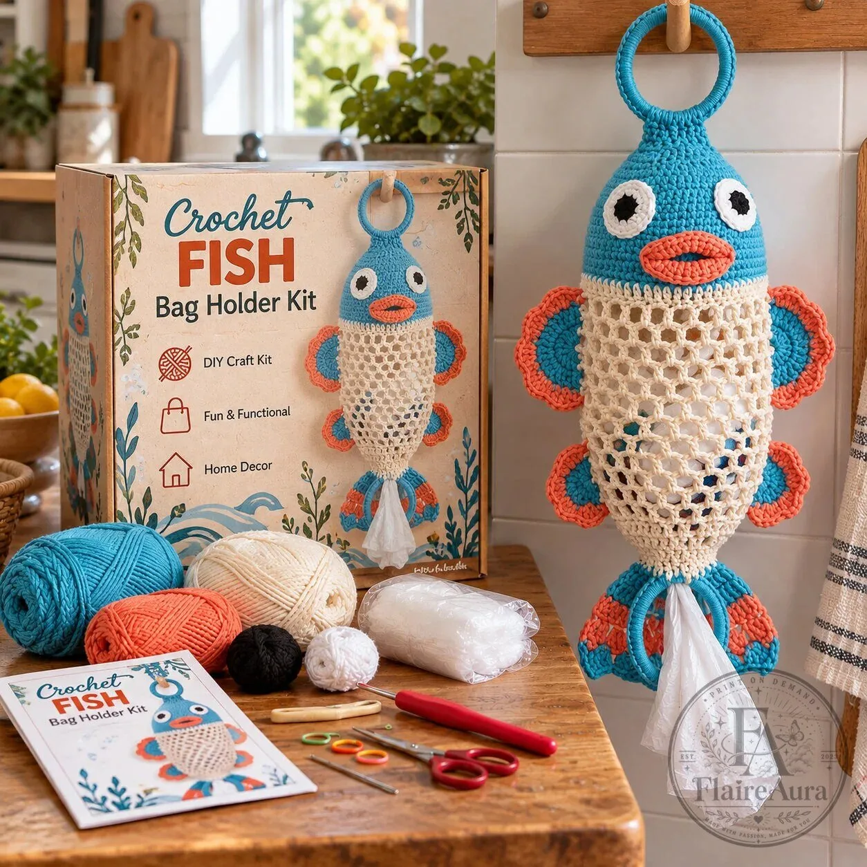 Crochet Goat Bag Holder DIY Craft Kit with Yarn, Hook, Accessories, Pattern 32 Crochet Goat Bag Holder DIY Craft Kit with Yarn, Hook, Accessories, Pattern