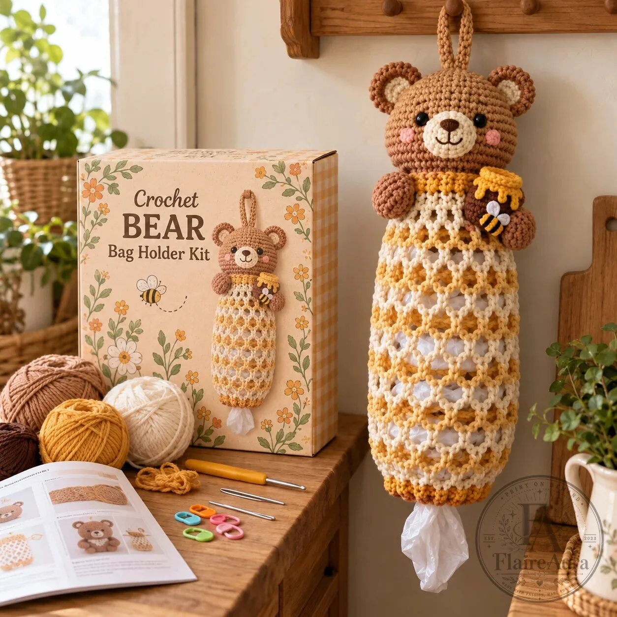 Crochet Goat Bag Holder DIY Craft Kit with Yarn, Hook, Accessories, Pattern 34 Crochet Goat Bag Holder DIY Craft Kit with Yarn, Hook, Accessories, Pattern