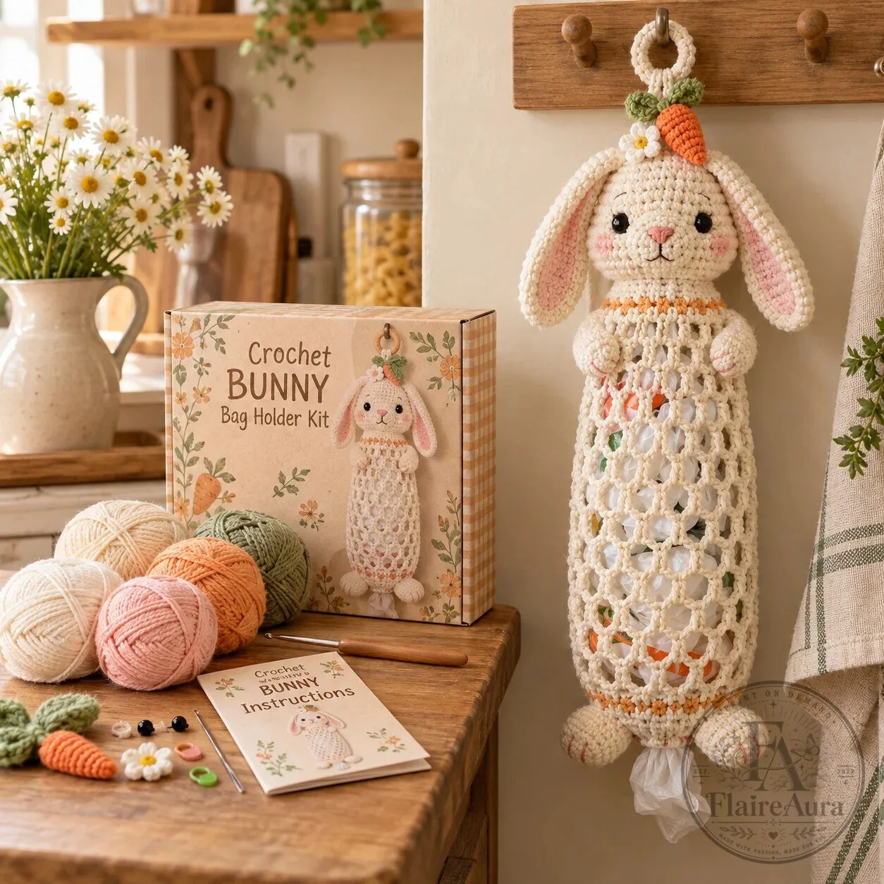 Crochet Goat Bag Holder DIY Craft Kit with Yarn, Hook, Accessories, Pattern 35 Crochet Goat Bag Holder DIY Craft Kit with Yarn, Hook, Accessories, Pattern