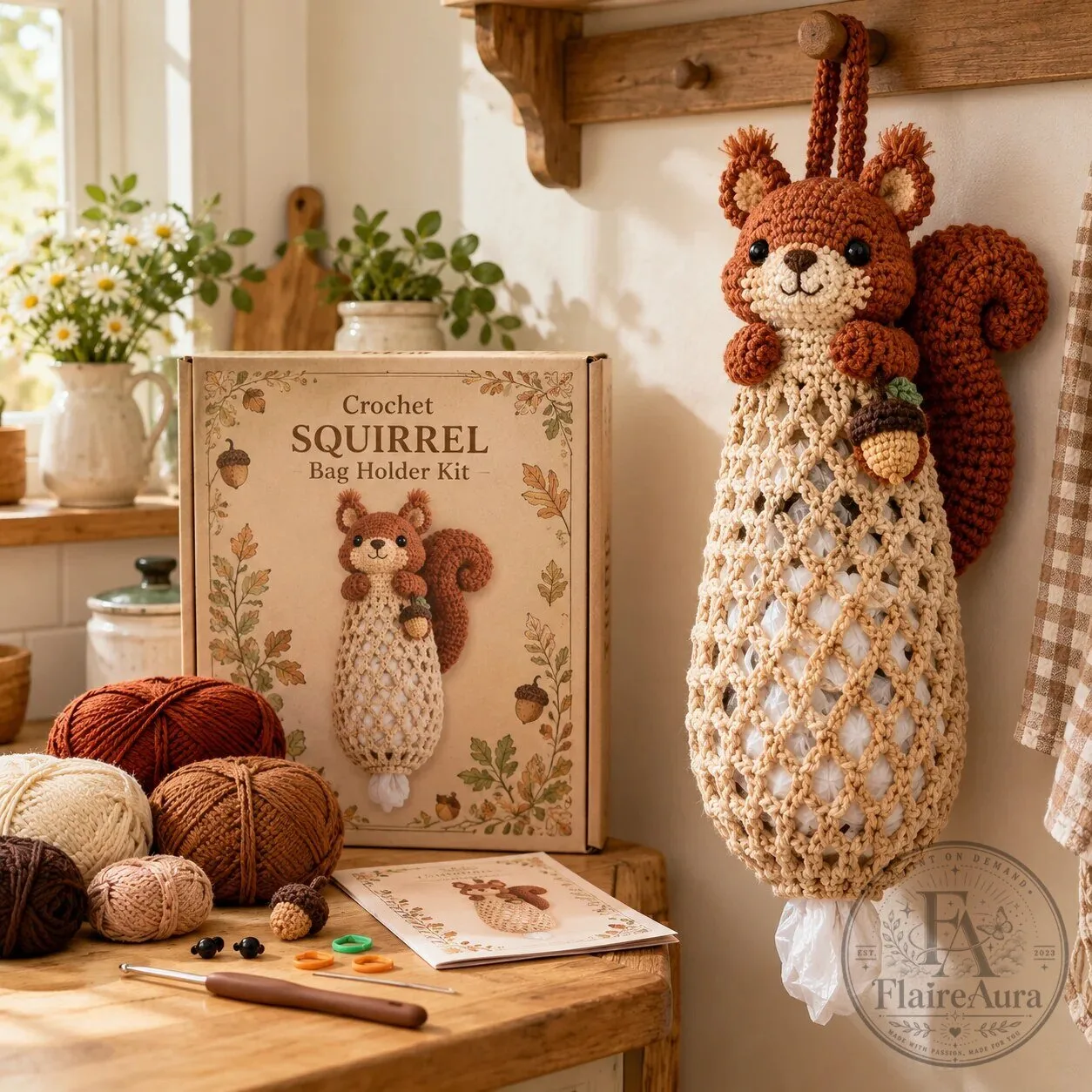 Crochet Goat Bag Holder DIY Craft Kit with Yarn, Hook, Accessories, Pattern 36 Crochet Goat Bag Holder DIY Craft Kit with Yarn, Hook, Accessories, Pattern