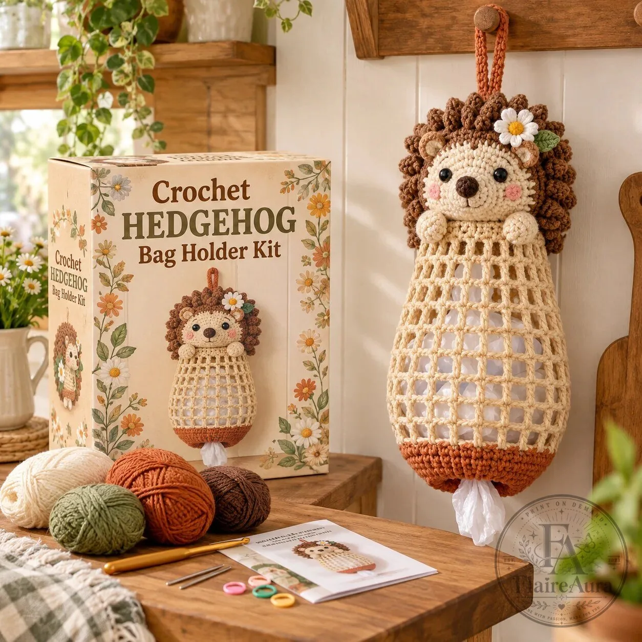 Crochet Goat Bag Holder DIY Craft Kit with Yarn, Hook, Accessories, Pattern 37 Crochet Goat Bag Holder DIY Craft Kit with Yarn, Hook, Accessories, Pattern