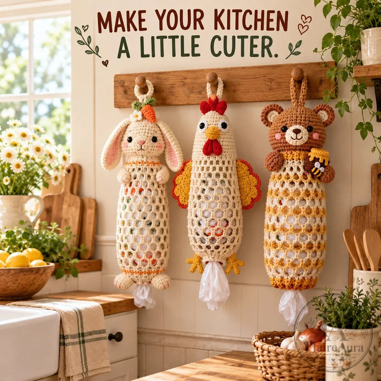 Crochet Goat Bag Holder DIY Craft Kit with Yarn, Hook, Accessories, Pattern 38 Crochet Goat Bag Holder DIY Craft Kit with Yarn, Hook, Accessories, Pattern