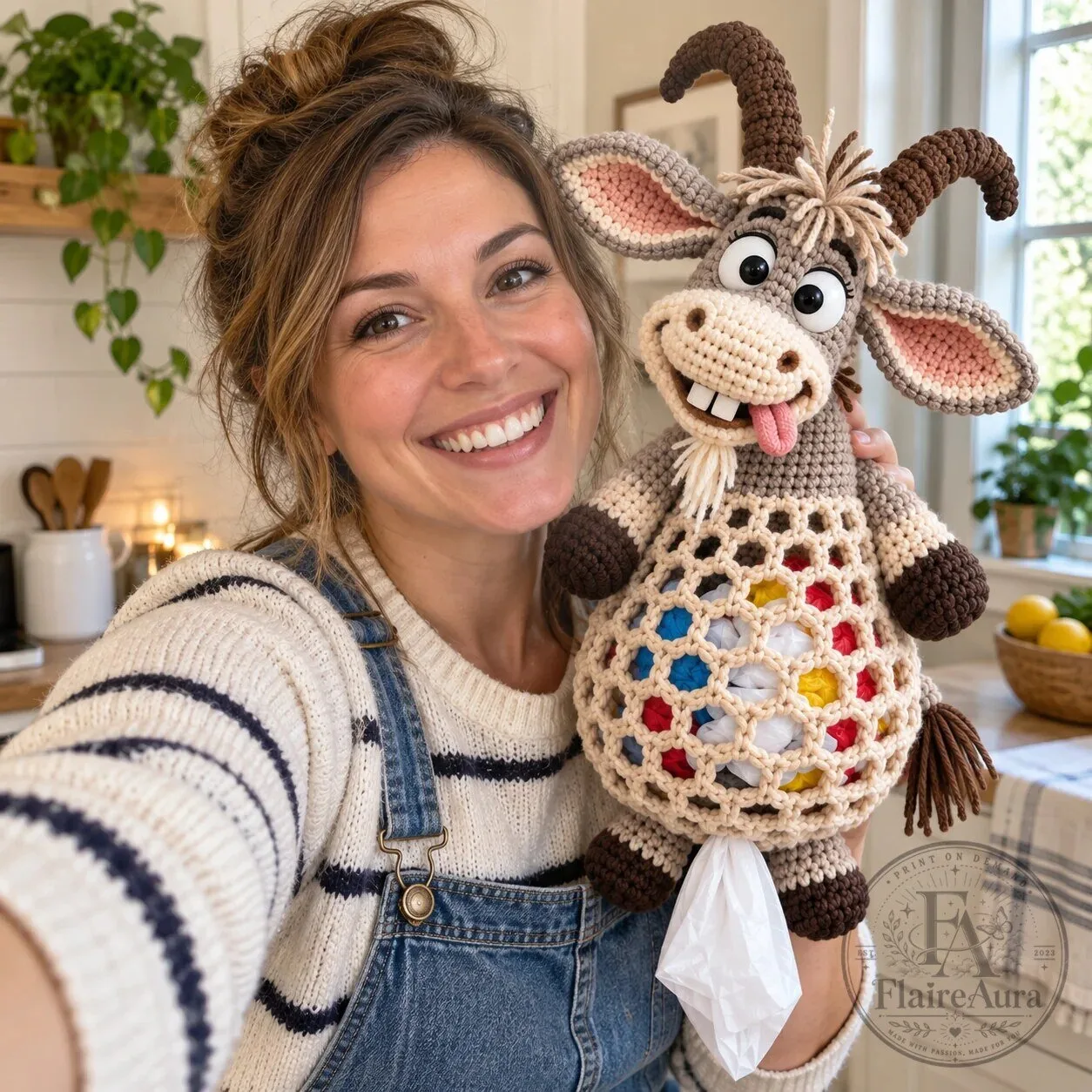 Crochet Goat Bag Holder DIY Craft Kit with Yarn, Hook, Accessories, Pattern 42 Crochet Goat Bag Holder DIY Craft Kit with Yarn, Hook, Accessories, Pattern