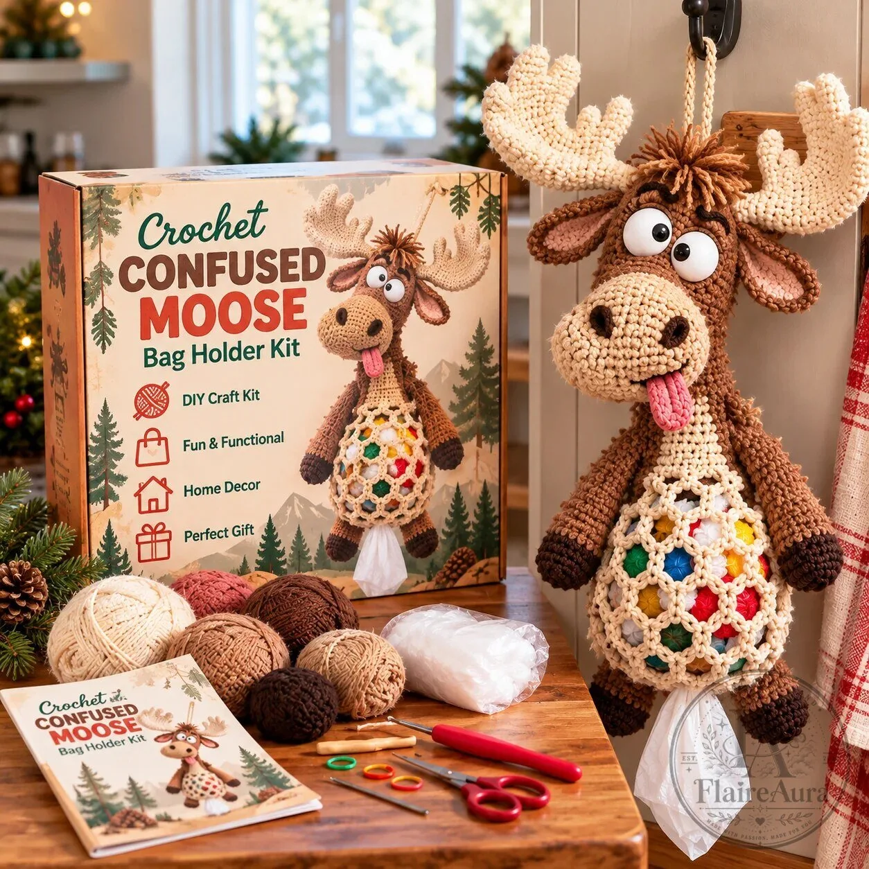 Crochet Goat Bag Holder DIY Craft Kit with Yarn, Hook, Accessories, Pattern 50 Crochet Goat Bag Holder DIY Craft Kit with Yarn, Hook, Accessories, Pattern