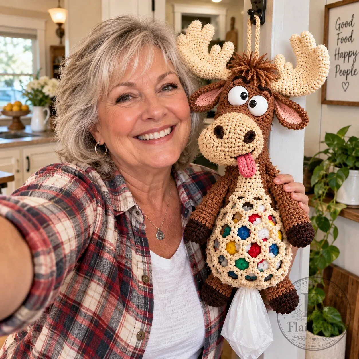 Crochet Goat Bag Holder DIY Craft Kit with Yarn, Hook, Accessories, Pattern 51 Crochet Goat Bag Holder DIY Craft Kit with Yarn, Hook, Accessories, Pattern