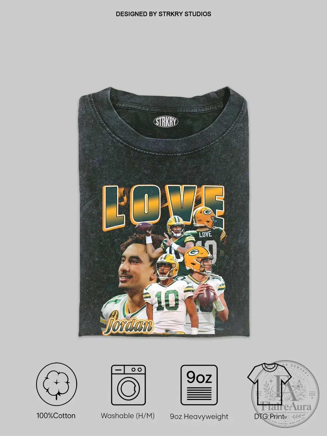 Jordan Love Green Bay Packers Football Quarterback Graphic T-Shirt