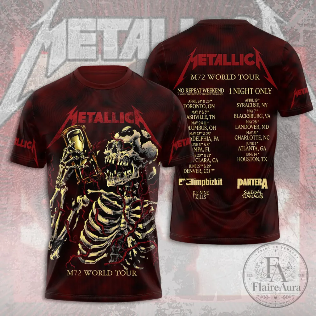 Metallica M72 World Tour Skeleton Graphic T-Shirt