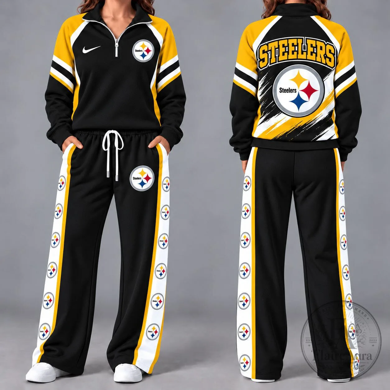Pittsburgh Steelers Quarter-Zip Pullover and Wide-Leg Pants Set