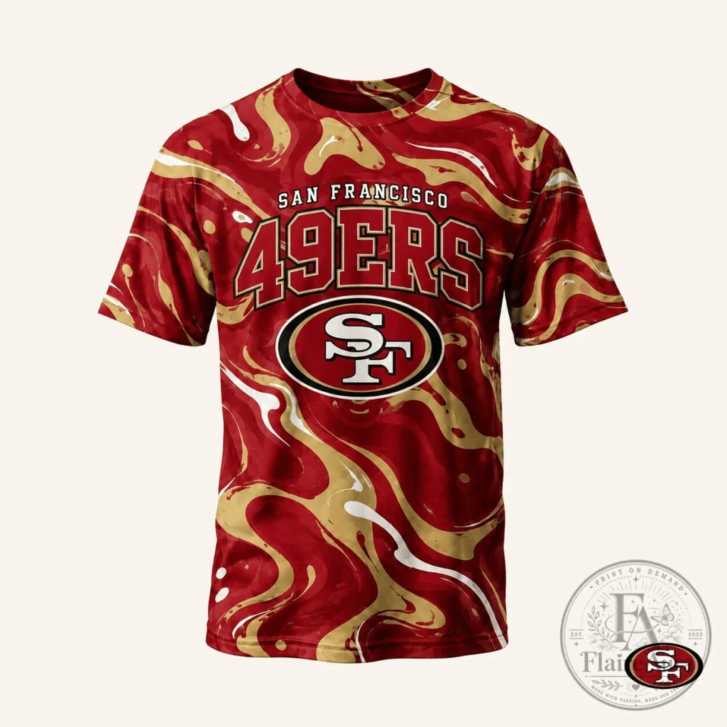 San Francisco 49ers Swirl Design Football Fan T-Shirt San Francisco 49ers Swirl Design Football Fan T-Shirt