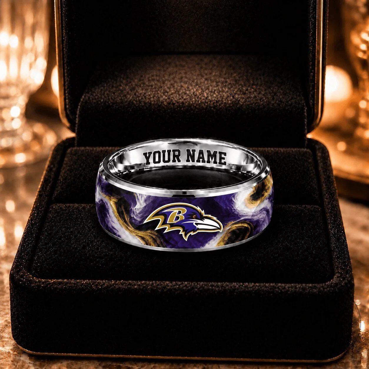 Baltimore Ravens NFL Football Team Custom Name Engraved Ring for Men and Women