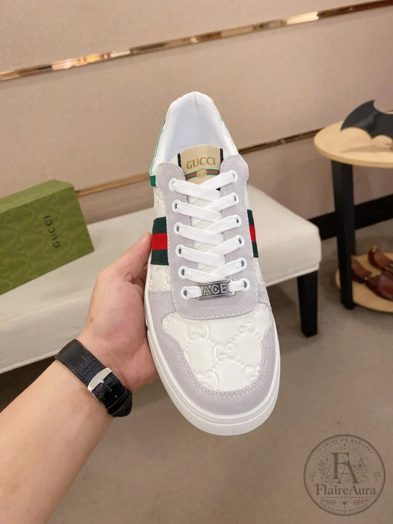 Gucci Ace Embroidered White Leather Sneakers