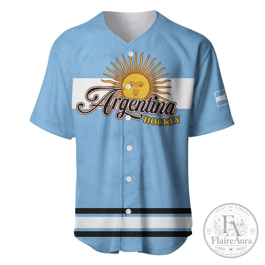 Argentina Hockey Team Baseball Jersey - Los Leones Champions Fan Apparel