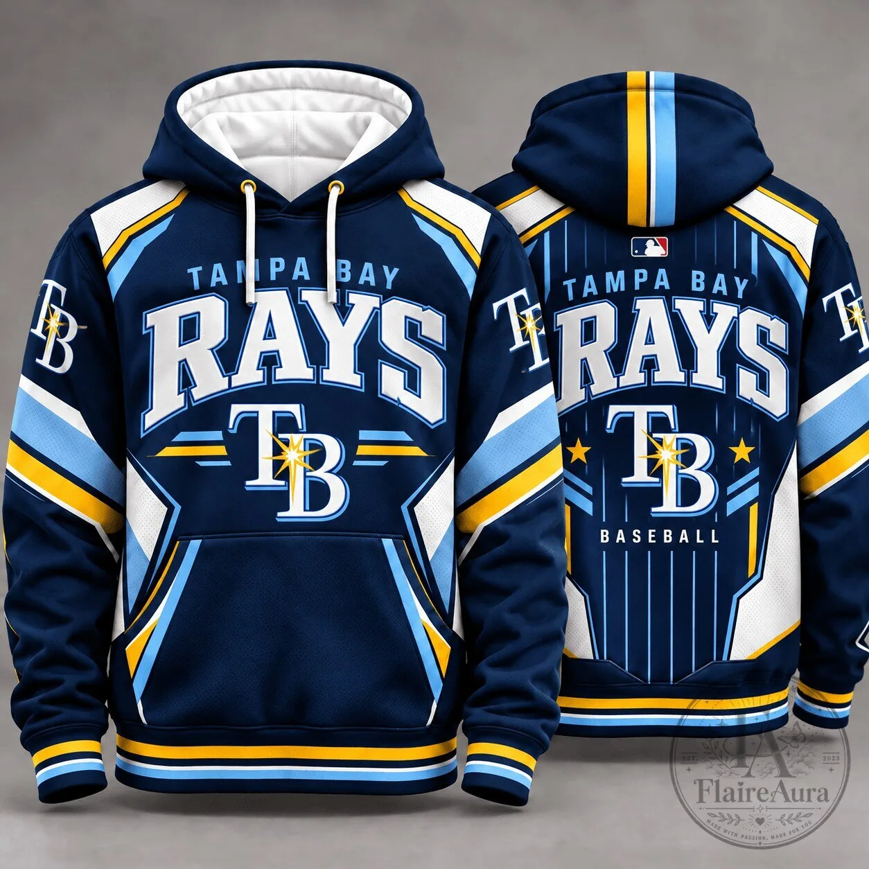 Tampa Bay Rays Baseball Team Logo All Over Print Fan Hoodie