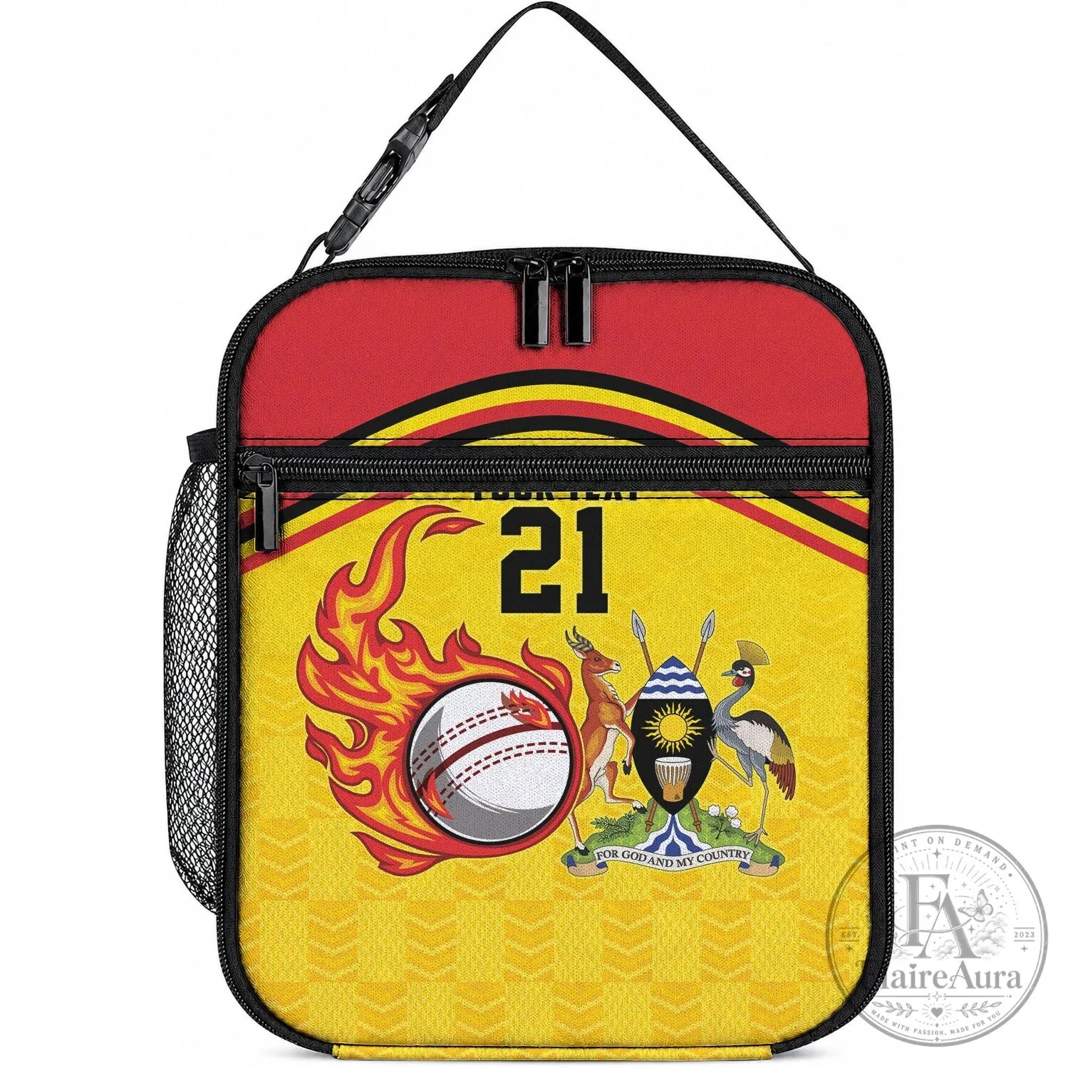 Uganda Cricket Cranes Team Logo Custom Number Lunch Bag