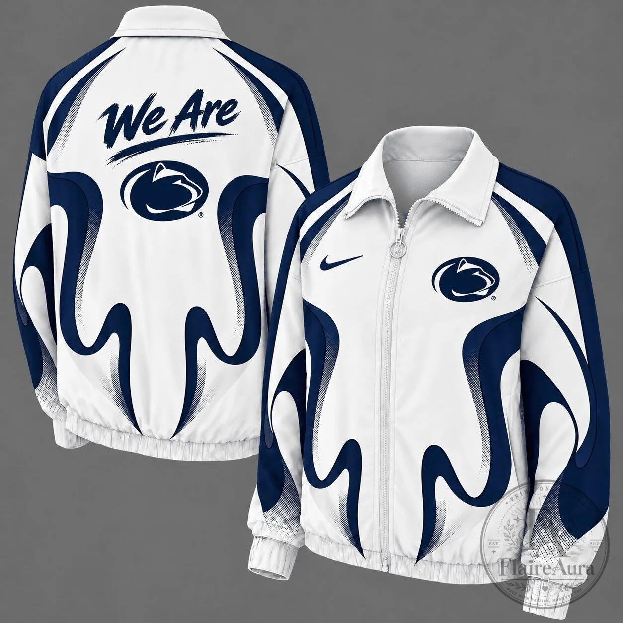 Penn State Nittany Lions White Retro Flame Windbreaker Jacket