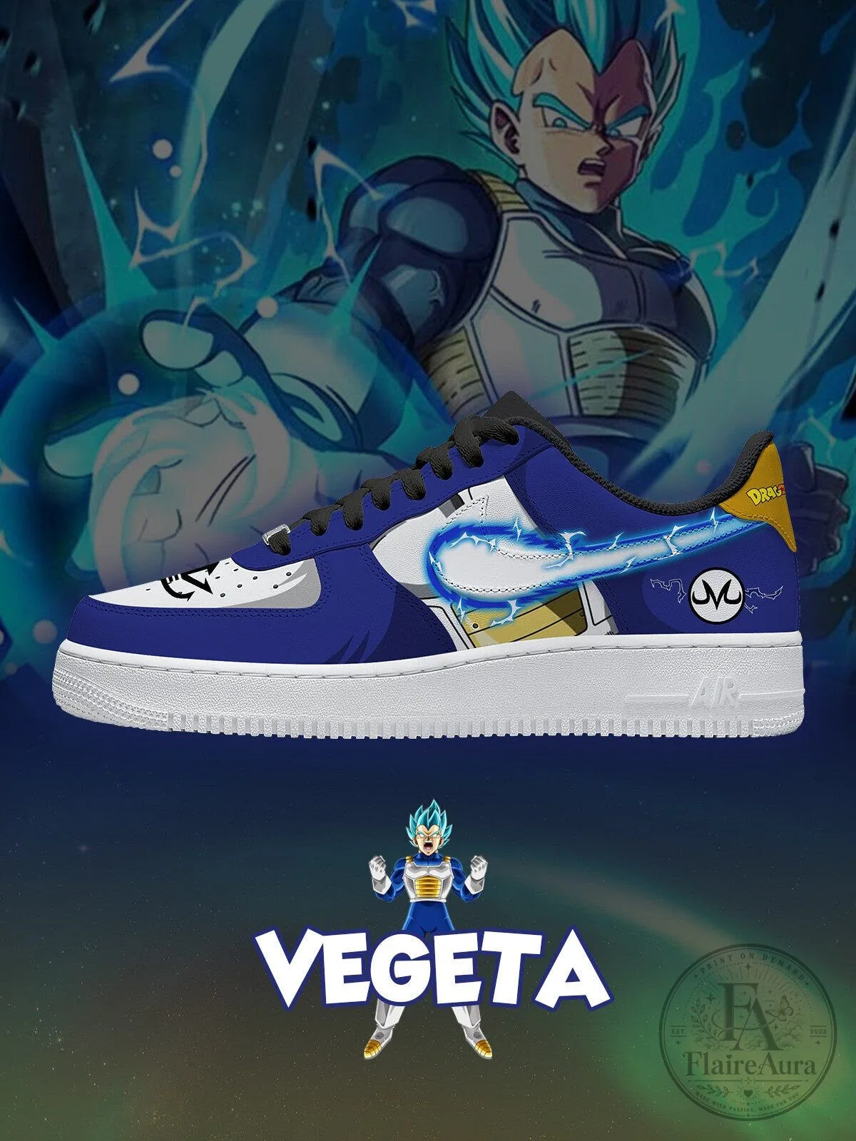 Dragon Ball Z Super Saiyan Blue Vegeta Custom Anime Shoes