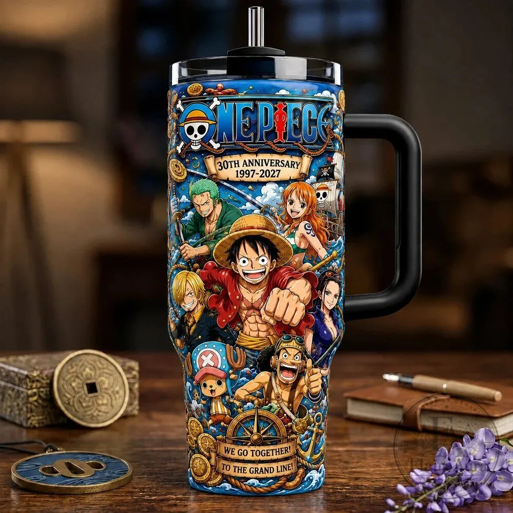 One Piece 30th Anniversary Anime Characters Handle Tumbler