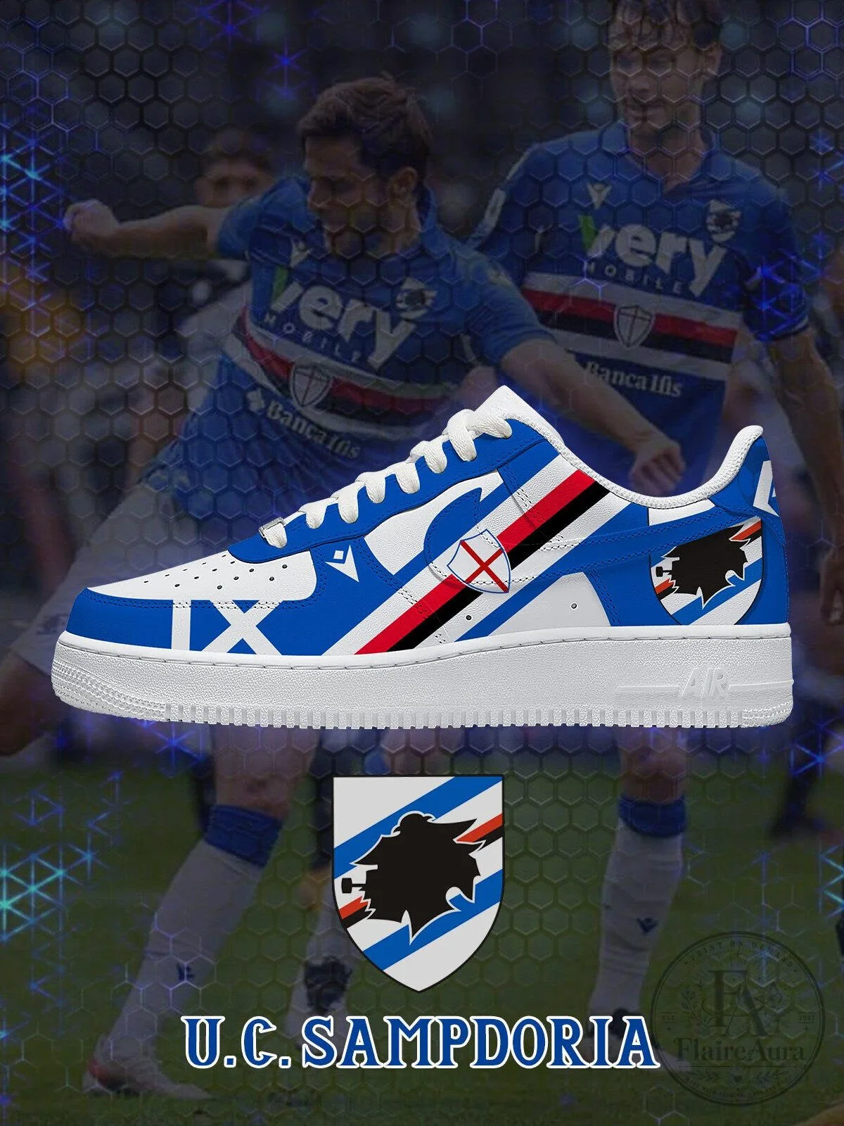 U.C. Sampdoria Football Club Team Logo Custom Printed Sneakers