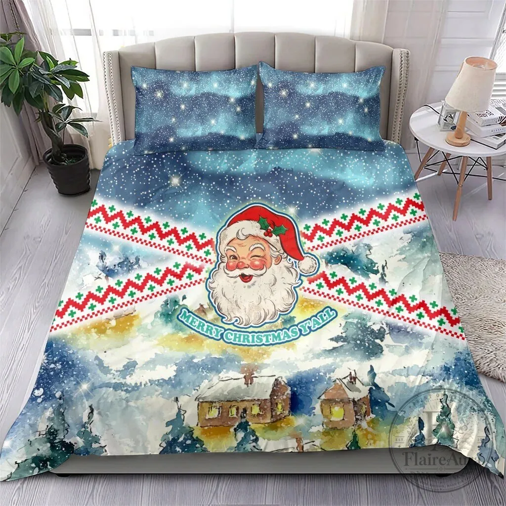Merry Christmas Y'all Santa Claus Winter Wonderland Bedding Set 8 Merry Christmas Y