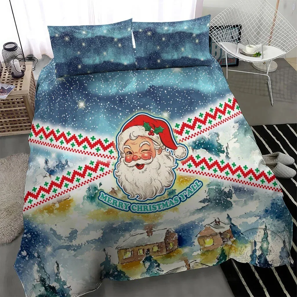 Merry Christmas Y'all Santa Claus Winter Wonderland Bedding Set 9 Merry Christmas Y