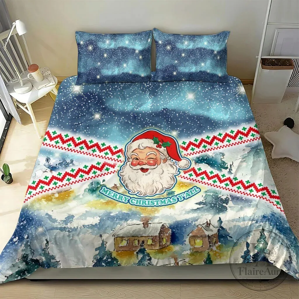 Merry Christmas Y'all Santa Claus Winter Wonderland Bedding Set 10 Merry Christmas Y