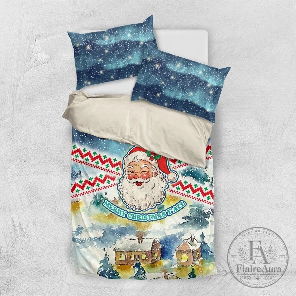 Merry Christmas Y'all Santa Claus Winter Wonderland Bedding Set 11 Merry Christmas Y