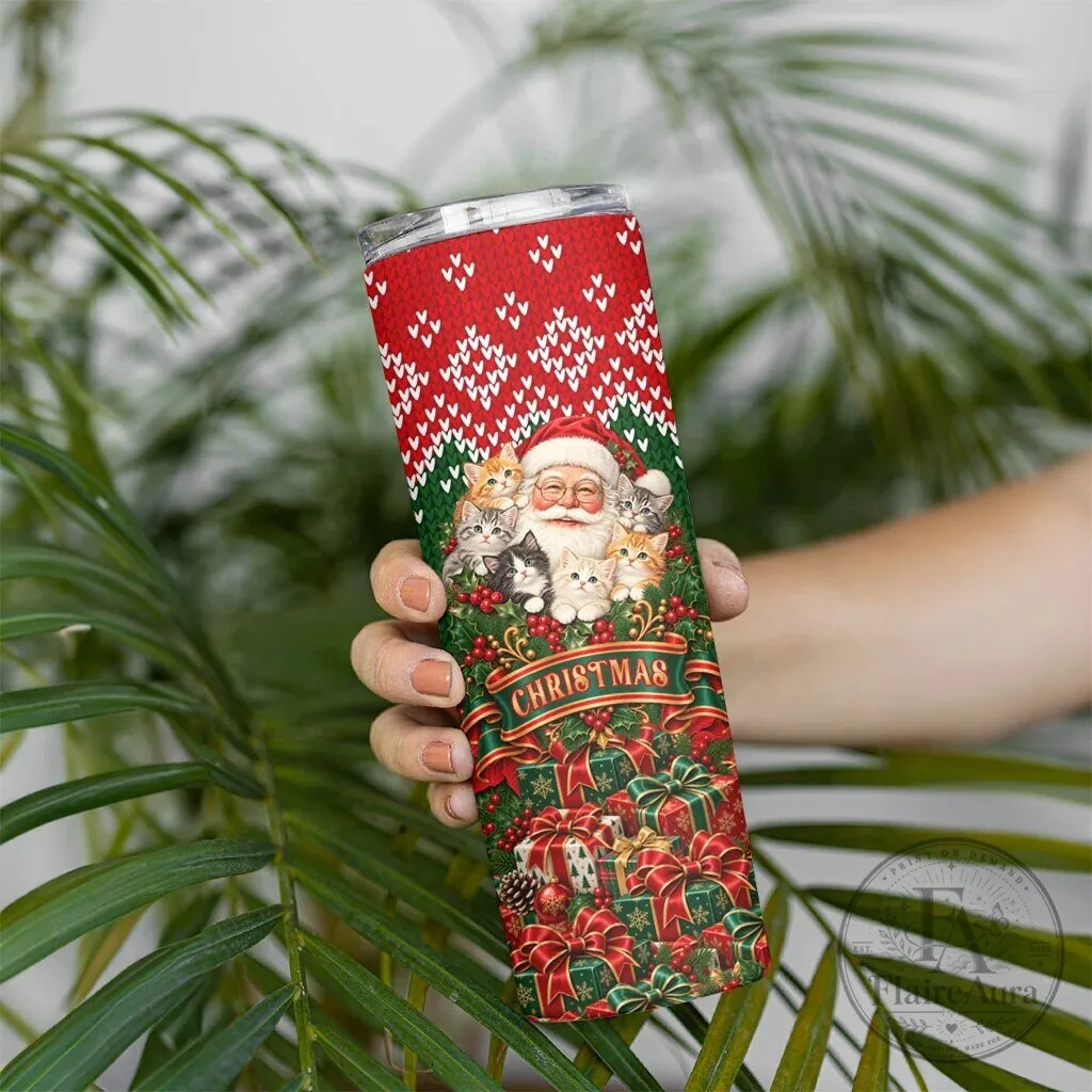 Personalized Santa Claus Kittens Christmas Skinny Tumbler for Cat Lovers 7 Personalized Santa Claus Kittens Christmas Skinny Tumbler for Cat Lovers