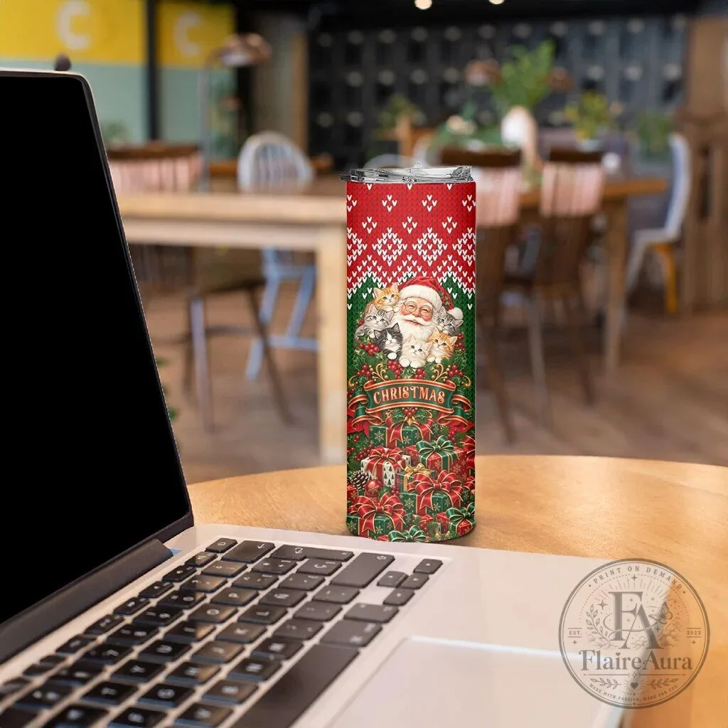 Personalized Santa Claus Kittens Christmas Skinny Tumbler for Cat Lovers 9 Personalized Santa Claus Kittens Christmas Skinny Tumbler for Cat Lovers