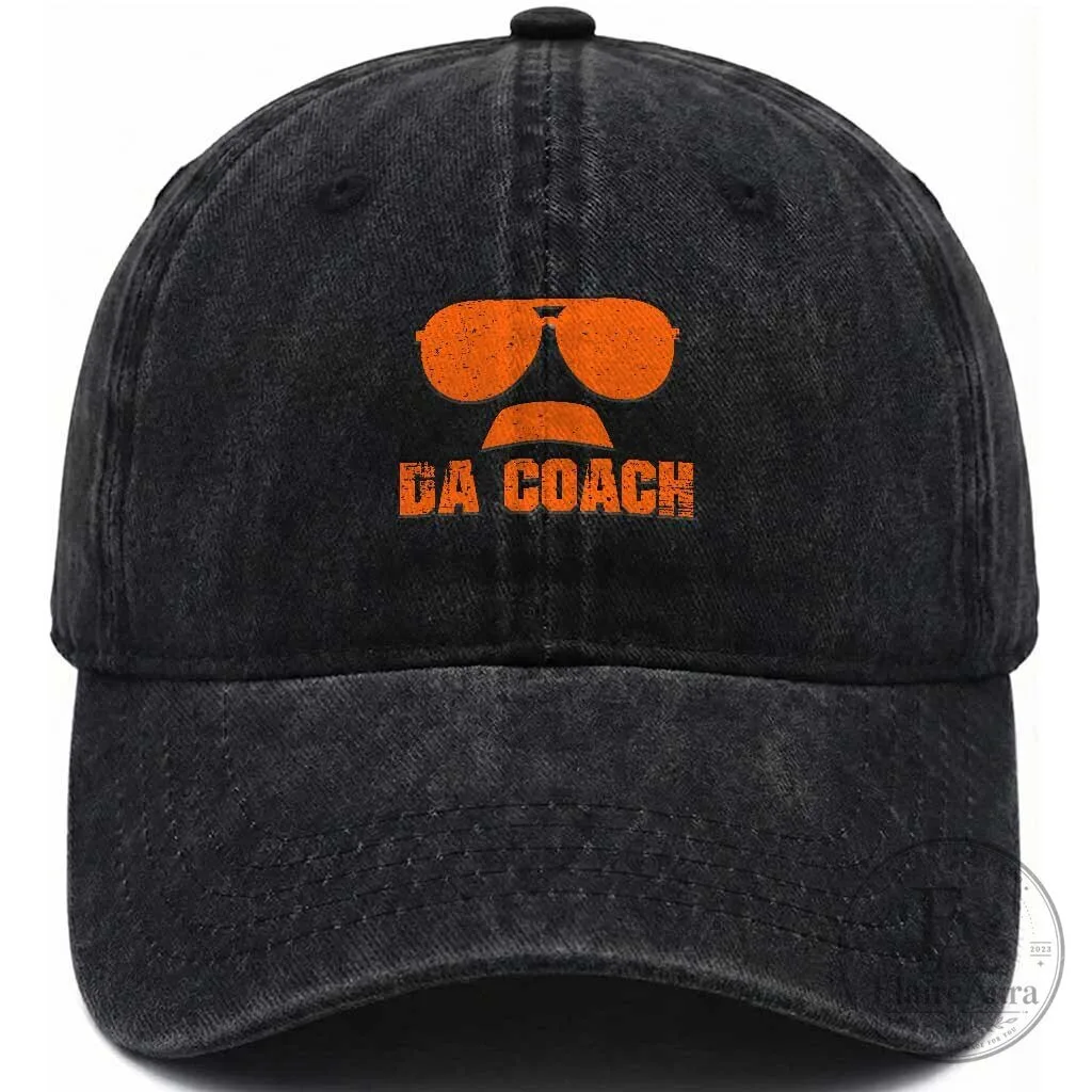 Da Coach Orange Sunglasses and Mustache Graphic Washed Cotton Baseball Cap Hat