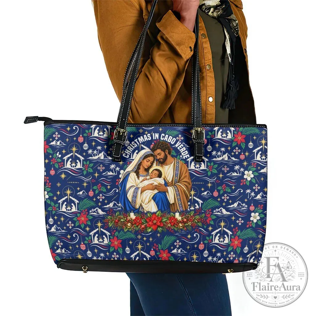 Cape Verde Christmas Nativity Scene Leather Tote Bag for Women 5 Cape Verde Christmas Nativity Scene Leather Tote Bag for Women