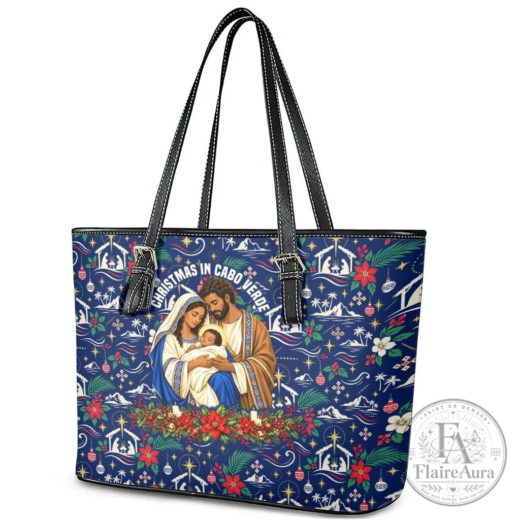 Cape Verde Christmas Nativity Scene Leather Tote Bag for Women 6 Cape Verde Christmas Nativity Scene Leather Tote Bag for Women