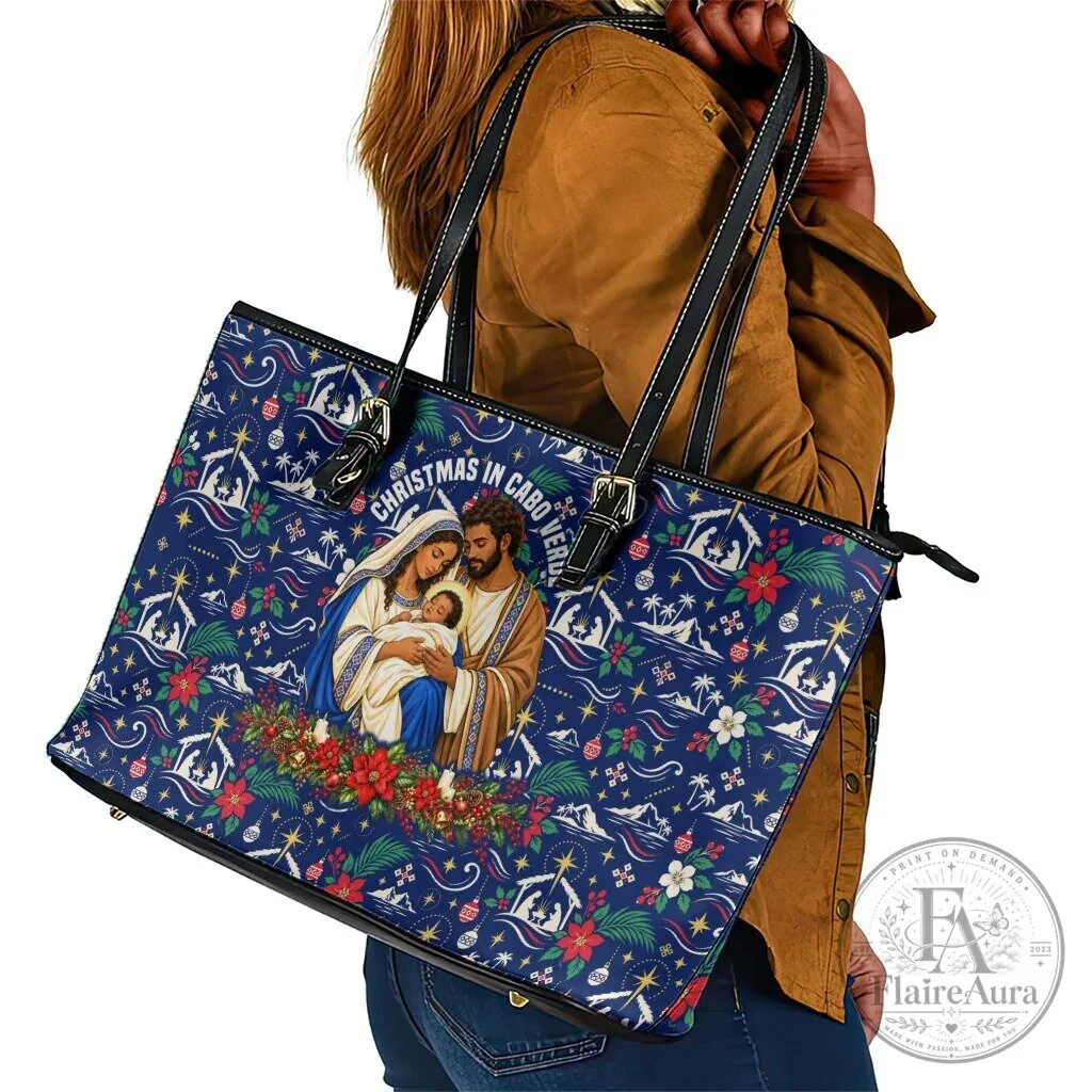 Cape Verde Christmas Nativity Scene Leather Tote Bag for Women 7 Cape Verde Christmas Nativity Scene Leather Tote Bag for Women