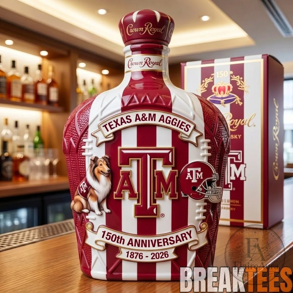 Texas A&M Aggies 150th Anniversary Crown Royal Whiskey Bottle