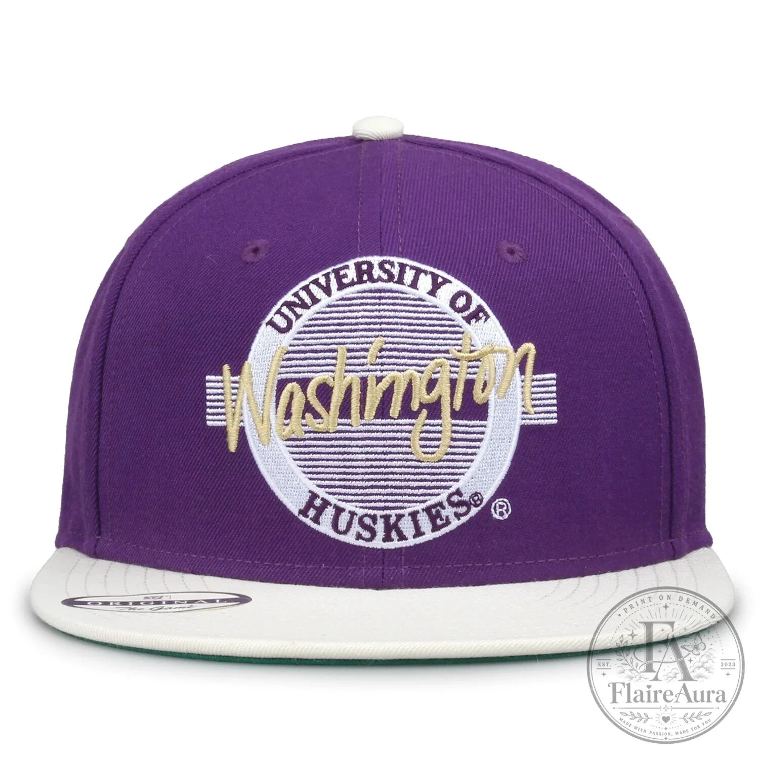 University of Washington Huskies Purple and White Flat Bill Snapback Cap Hat