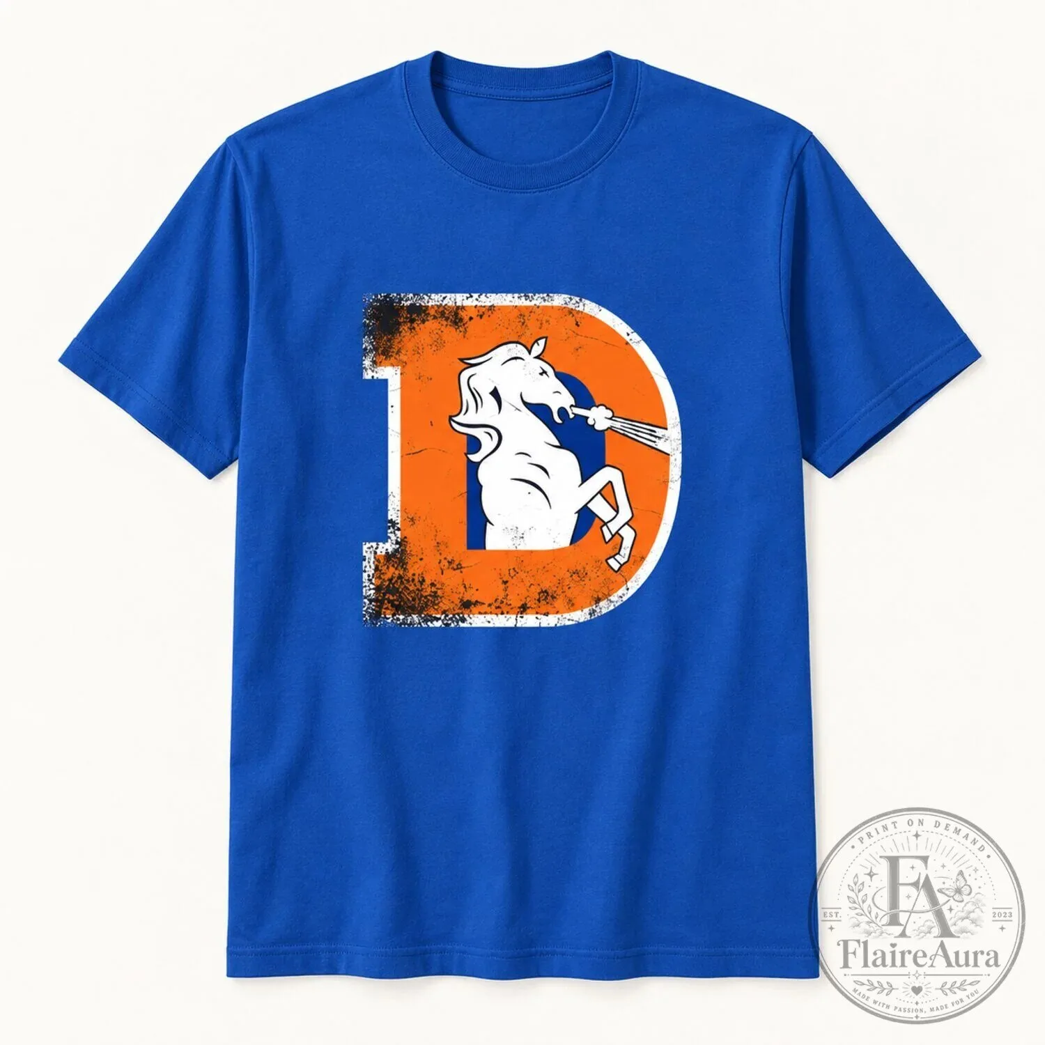 Denver Broncos Vintage Distressed Logo Football T-Shirt 10 Denver Broncos Vintage Distressed Logo Football T-Shirt