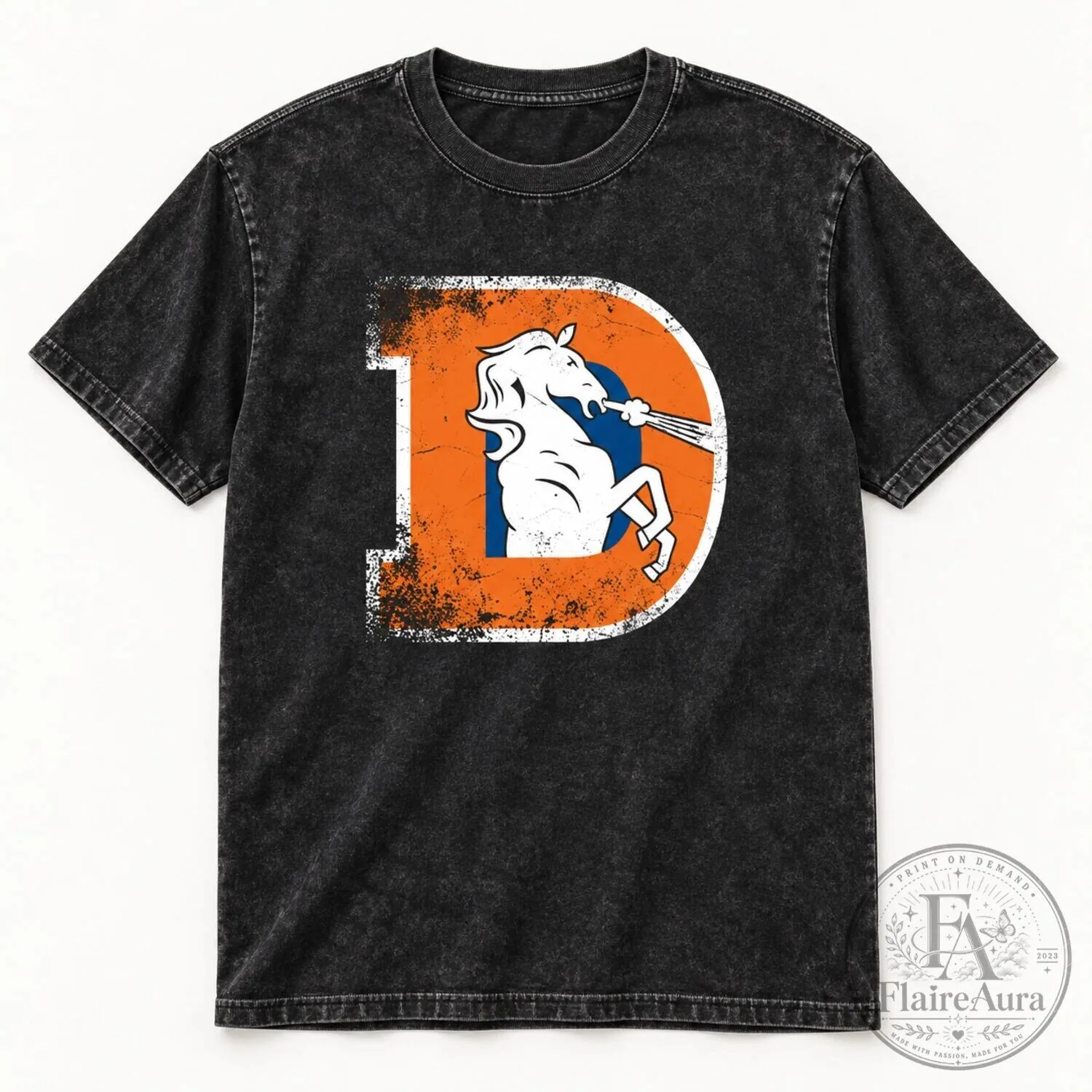 Denver Broncos Vintage Distressed Logo Football T-Shirt 11 Denver Broncos Vintage Distressed Logo Football T-Shirt