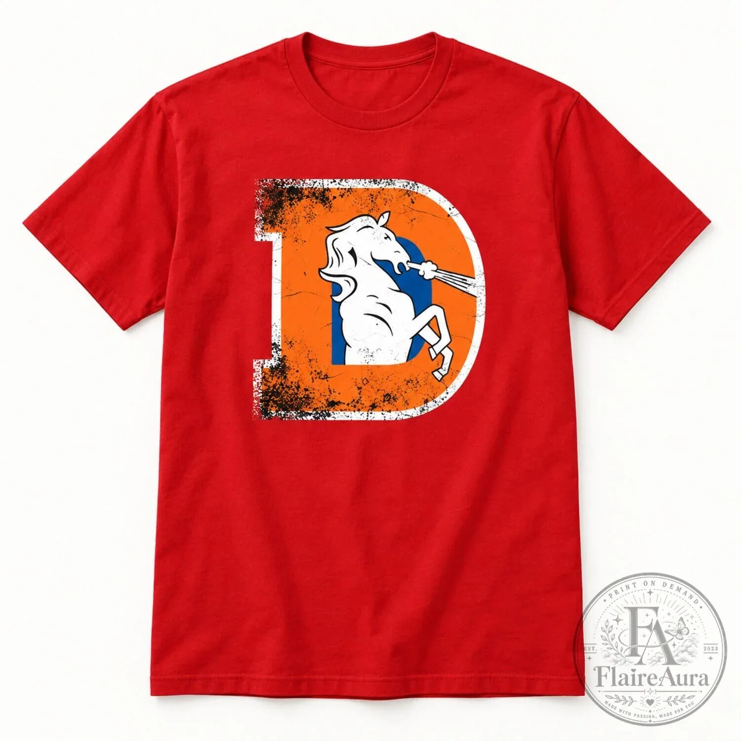Denver Broncos Vintage Distressed Logo Football T-Shirt 12 Denver Broncos Vintage Distressed Logo Football T-Shirt