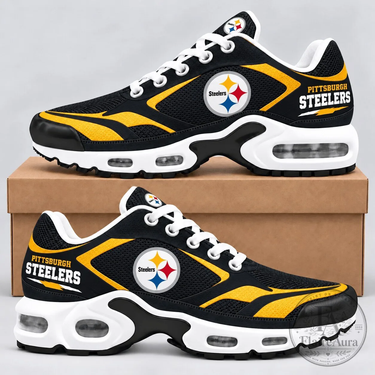 Pittsburgh Steelers NFL Game Day Fan Black and Gold Air Max Shoes