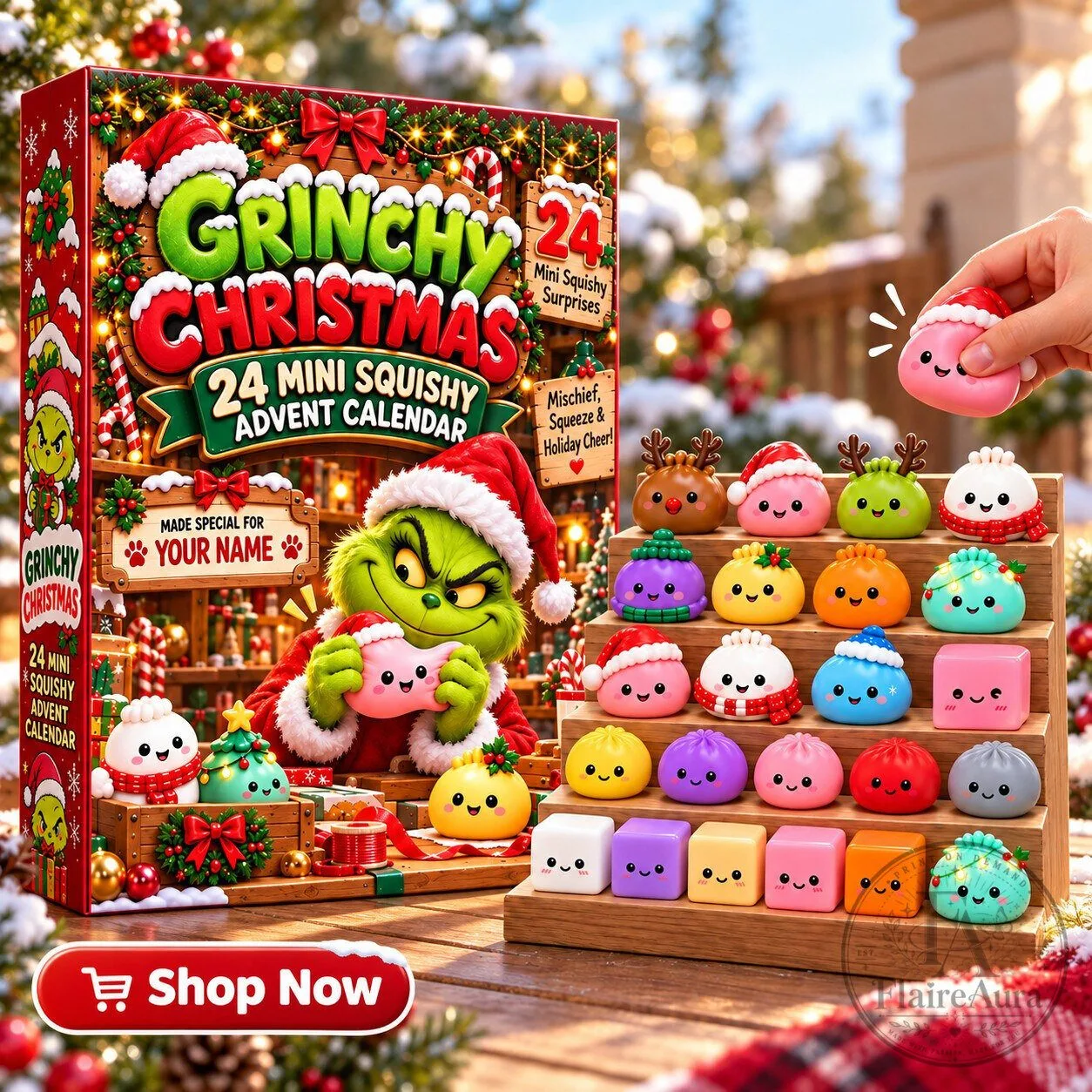 Grinchy Christmas 24 Mini Squishy Surprise Advent Calendar for Kids 2D