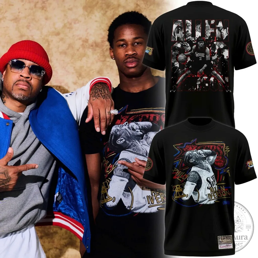 Allen Iverson Philadelphia 76ers NBA Basketball Legend Black T-Shirt Allen Iverson Philadelphia 76ers NBA Basketball Legend Black T-Shirt