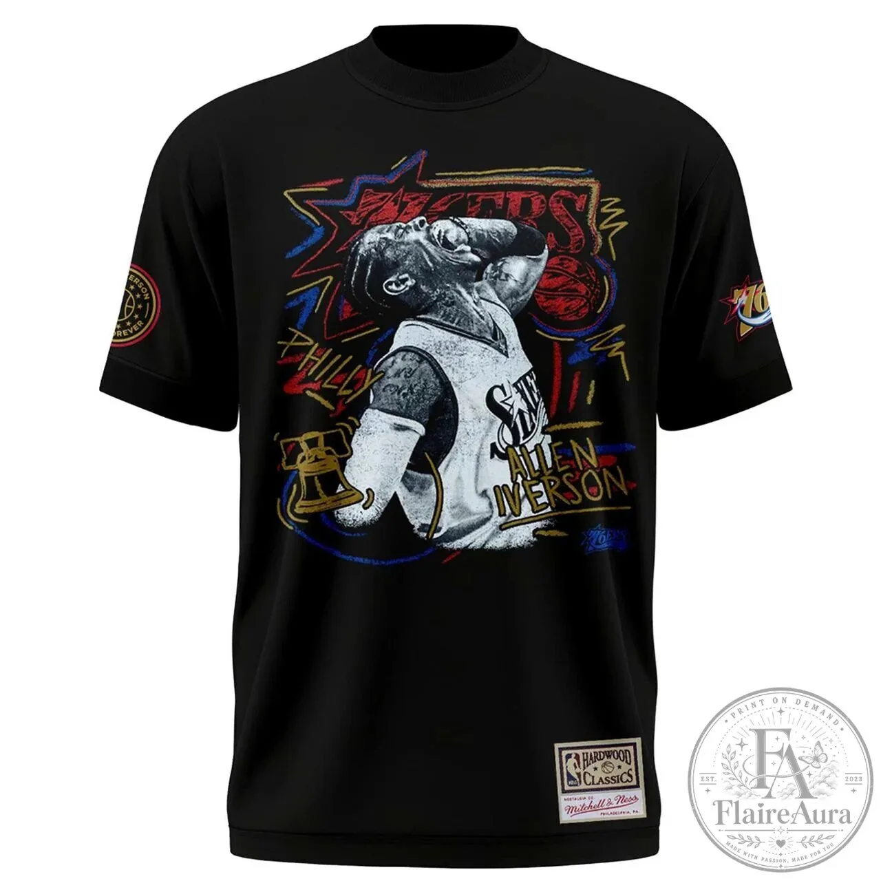 Allen Iverson Philadelphia 76ers NBA Basketball Legend Black T-Shirt 4 Allen Iverson Philadelphia 76ers NBA Basketball Legend Black T-Shirt