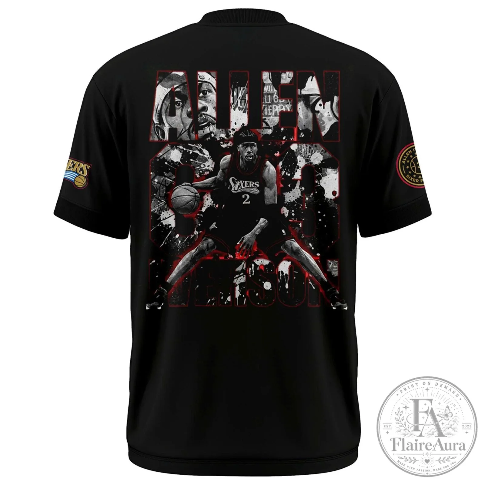 Allen Iverson Philadelphia 76ers NBA Basketball Legend Black T-Shirt 5 Allen Iverson Philadelphia 76ers NBA Basketball Legend Black T-Shirt