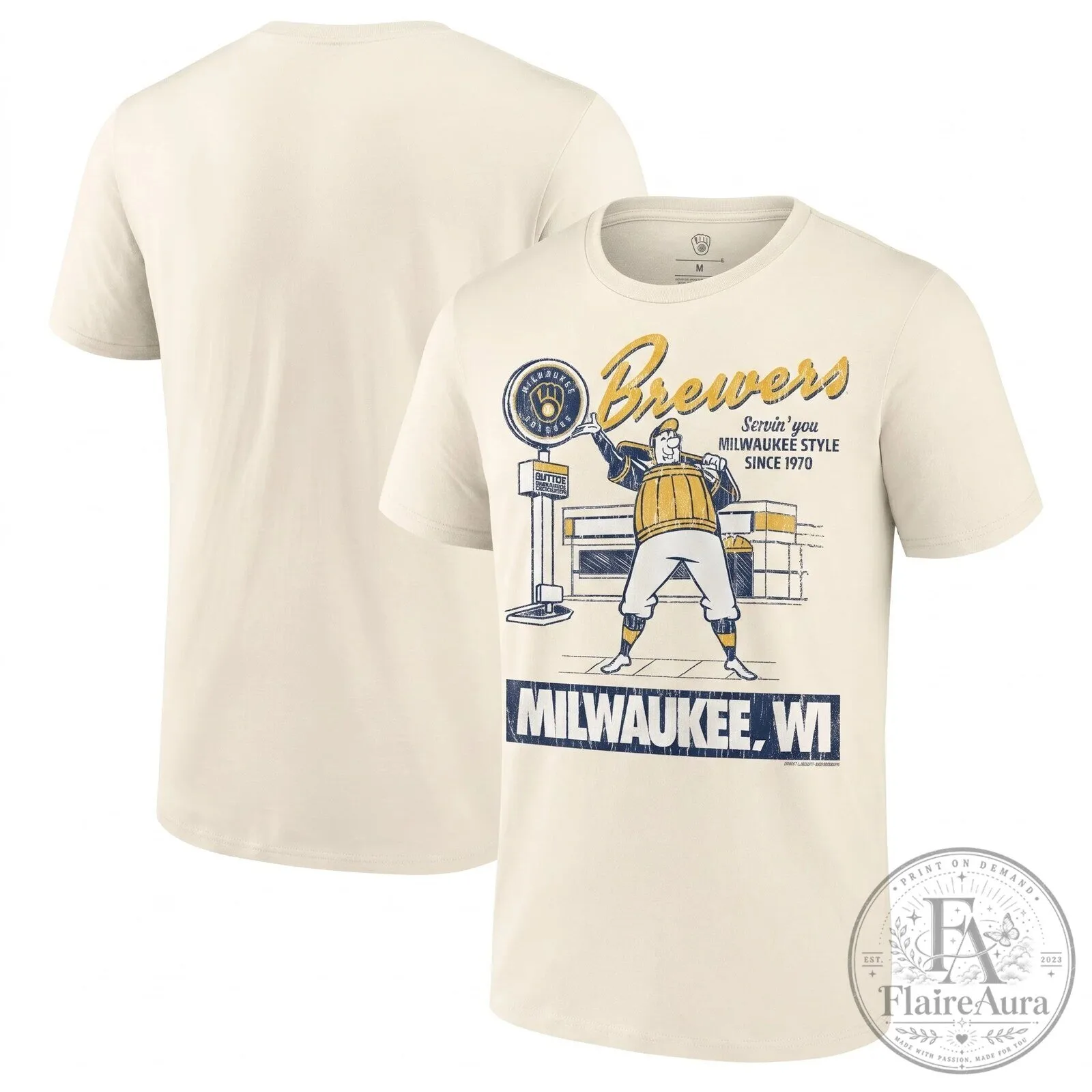 Milwaukee Brewers Servin' You Since 1970 Baseball Team Black T-Shirt 9 Milwaukee Brewers Servin