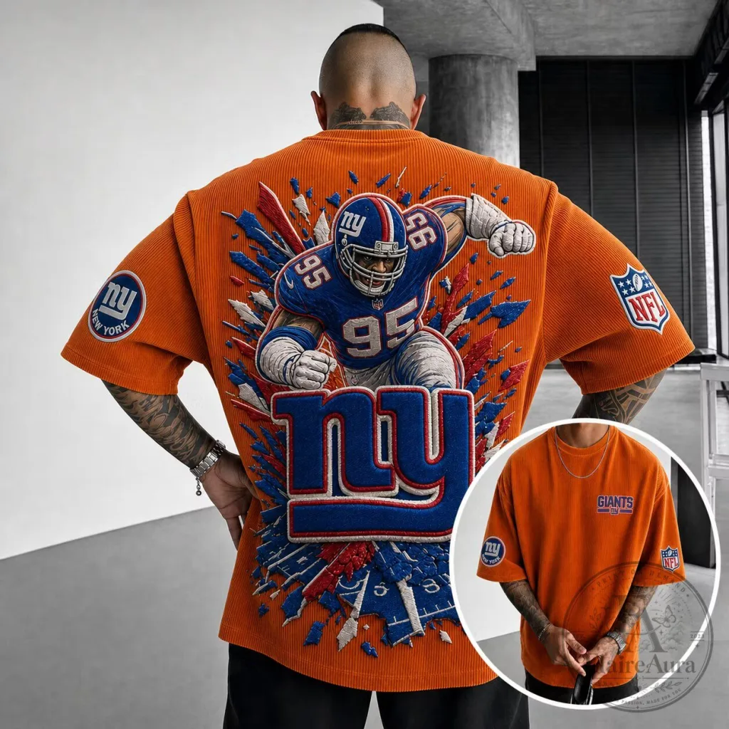 New York Giants Football Player Graphic Print Oversized T-Shirt New York Giants Football Player Graphic Print Oversized T-Shirt