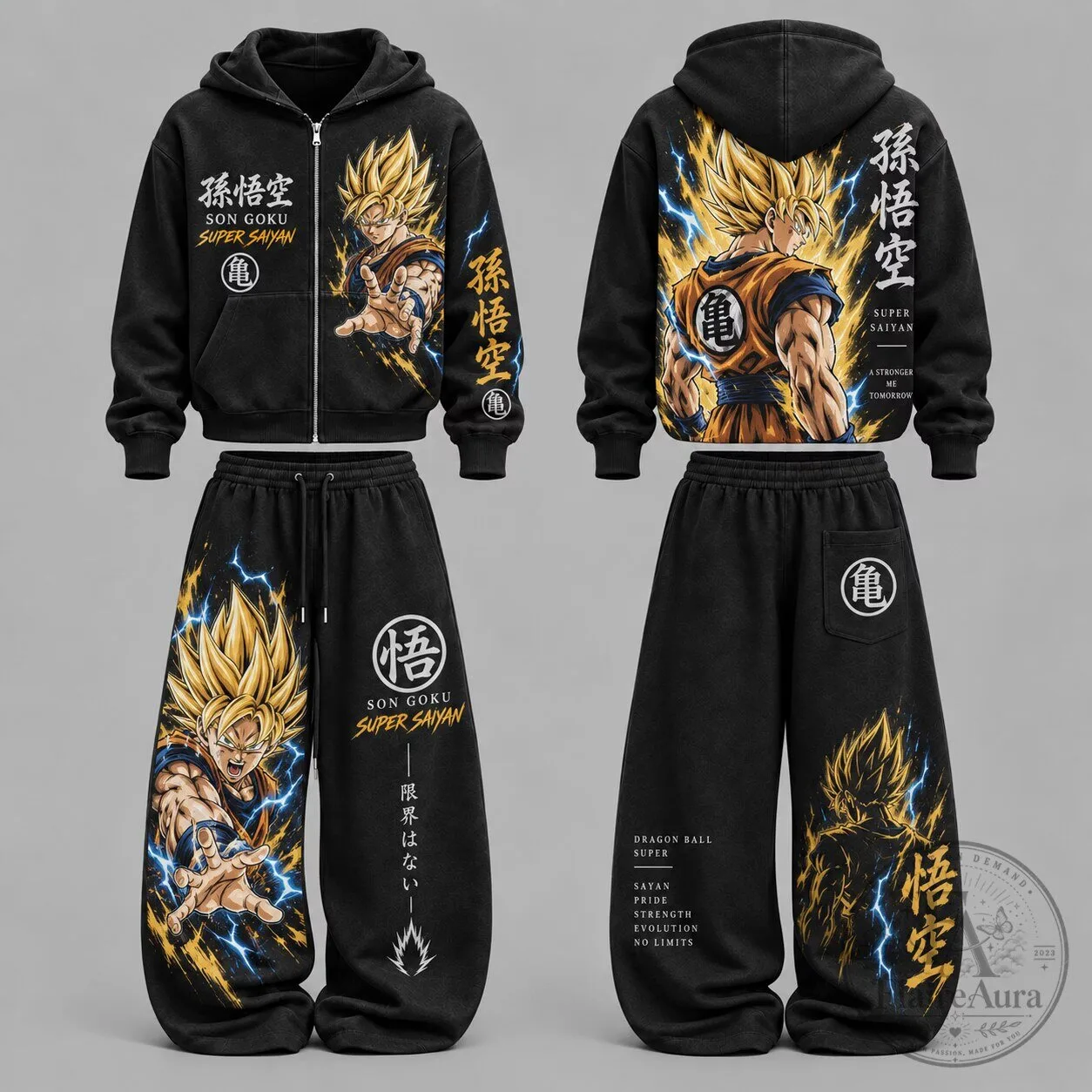 Dragon Ball Z Son Goku Super Saiyan Black Zip-Up Hoodie